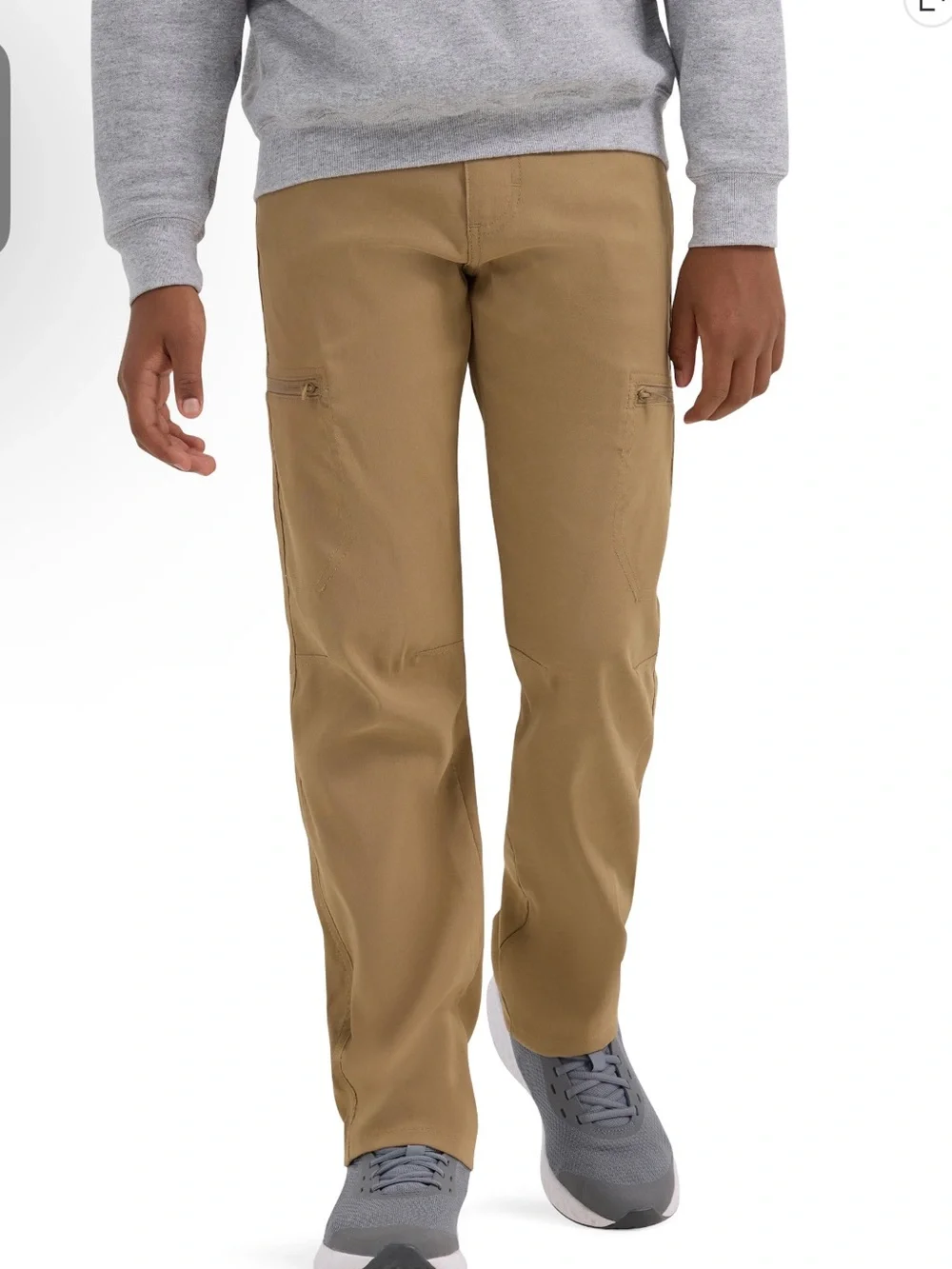 Wrangler Boy’s All Terrain UPF 50 Straight Leg Elmwood Khaki Cargo Pants EUC 16